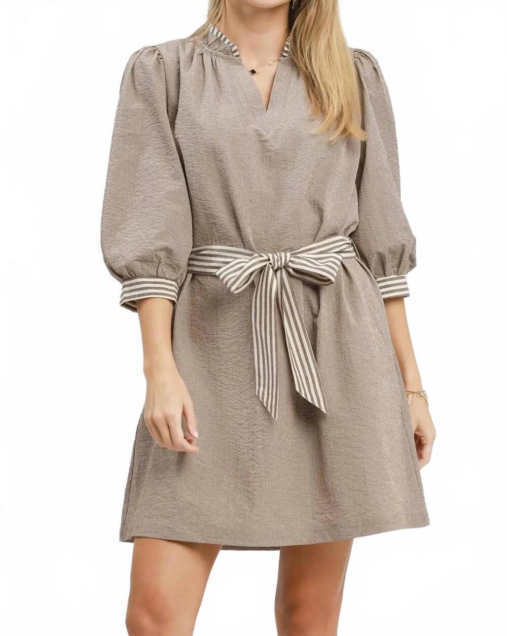 NEW UMGEE women's harper belted dress in grey